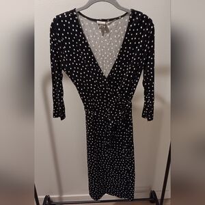 a new day Black and White Polka Dot Long Sleeve Dress